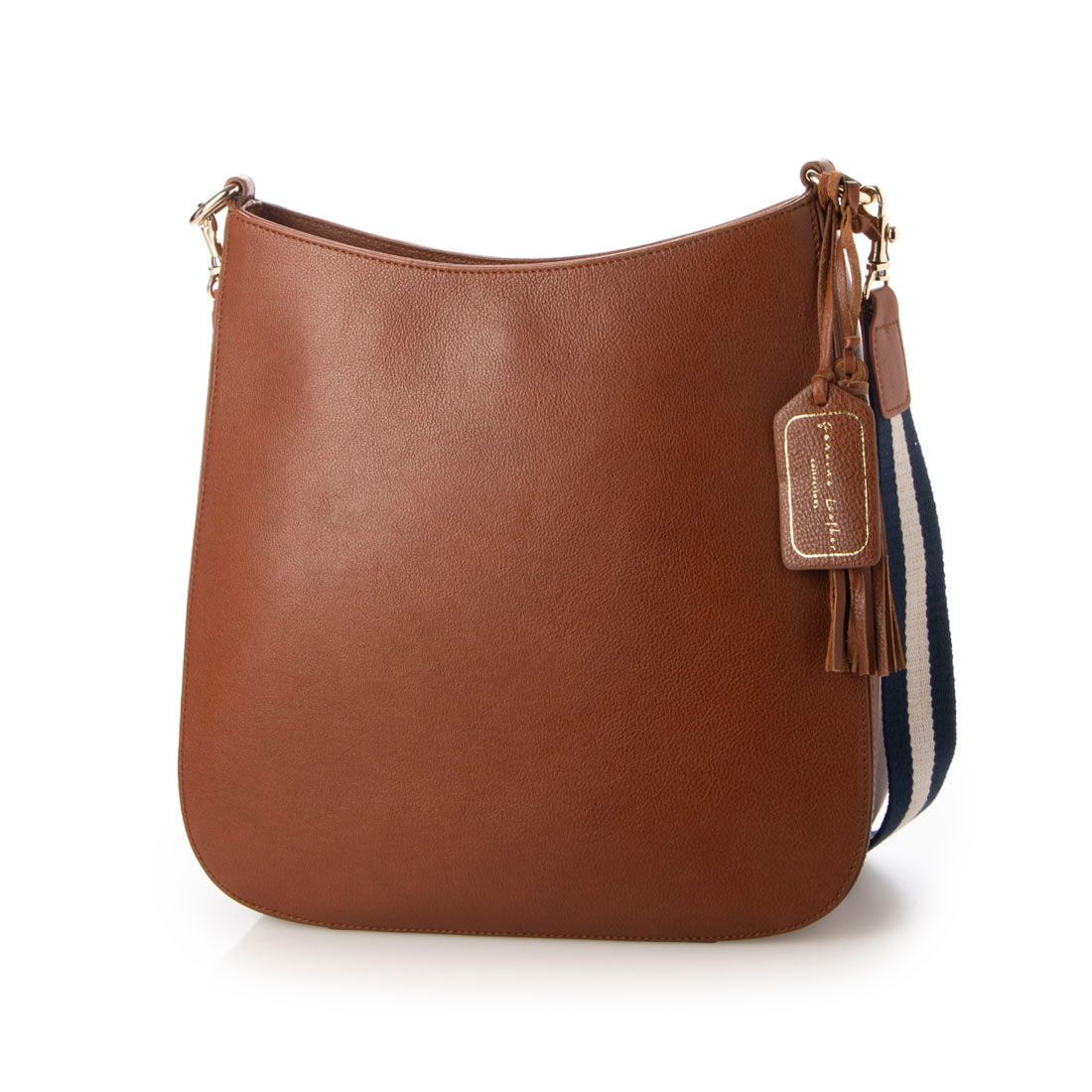 レザーラボラトリー Leather Laboratory 本革 レディース ショルダーバッグ 青と白のストラップ,CAMEL