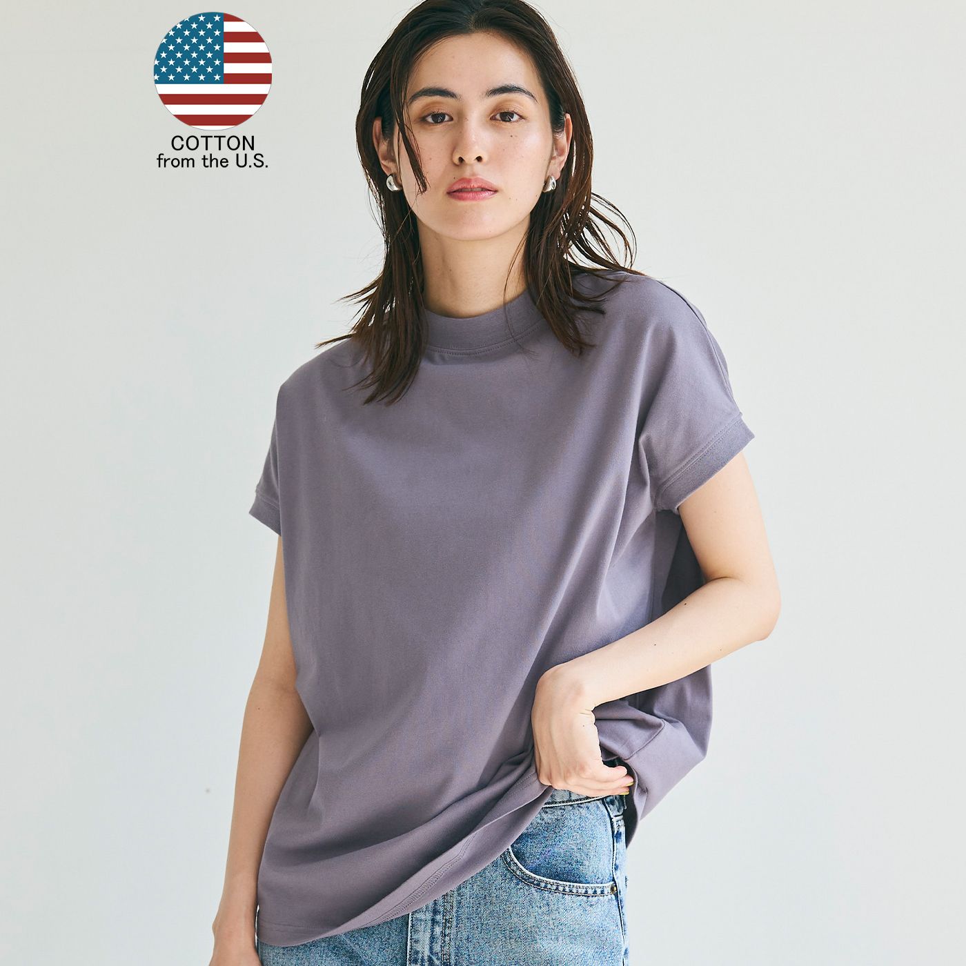 コカ coca COTTON from the USモックネックTシャツ,Purple