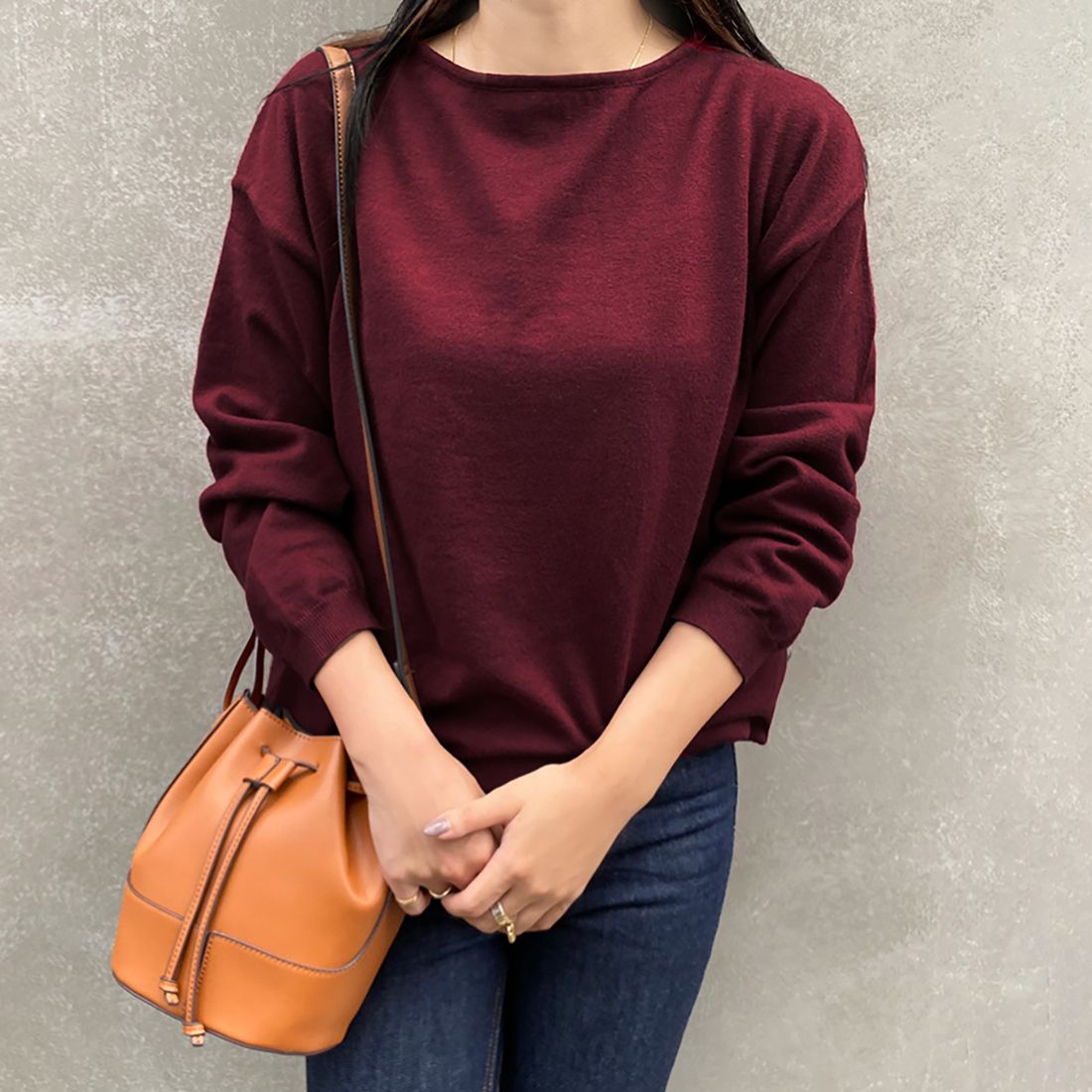ドゥー ベル Doux Belle 秋新作 洗えるニット レディース/ トップス/ ニット カシミアタッチニット 長袖 秋 冬 オフィス,ワインレッド