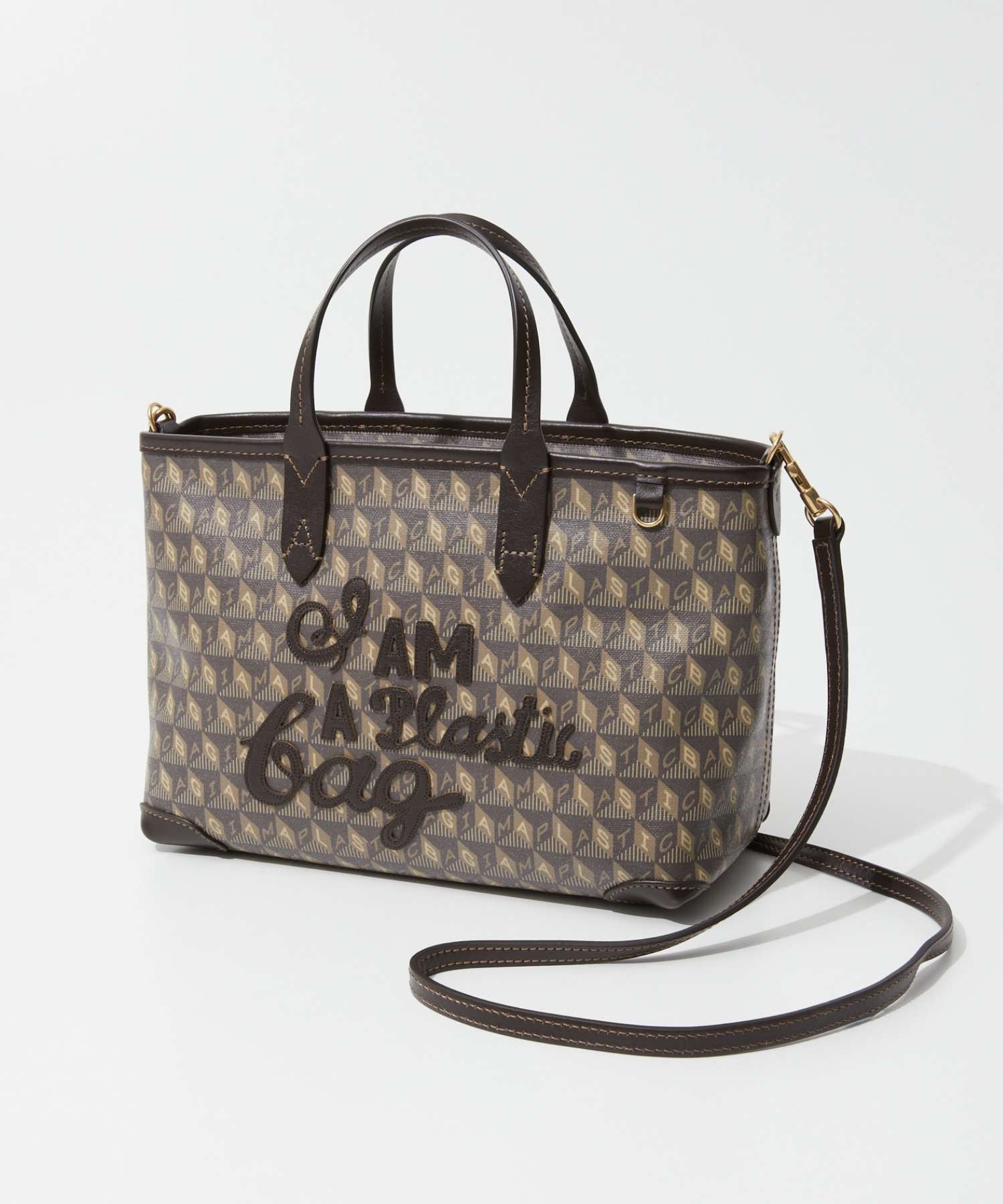 アニヤハインドマーチ Anya Hindmarch 5050925 194891 トートバッグ I am a Plastic Bag Tote XS レディース モチーフ クロスボディ XSサイズ レザー ショルダーバッグ 2way,トリュフ