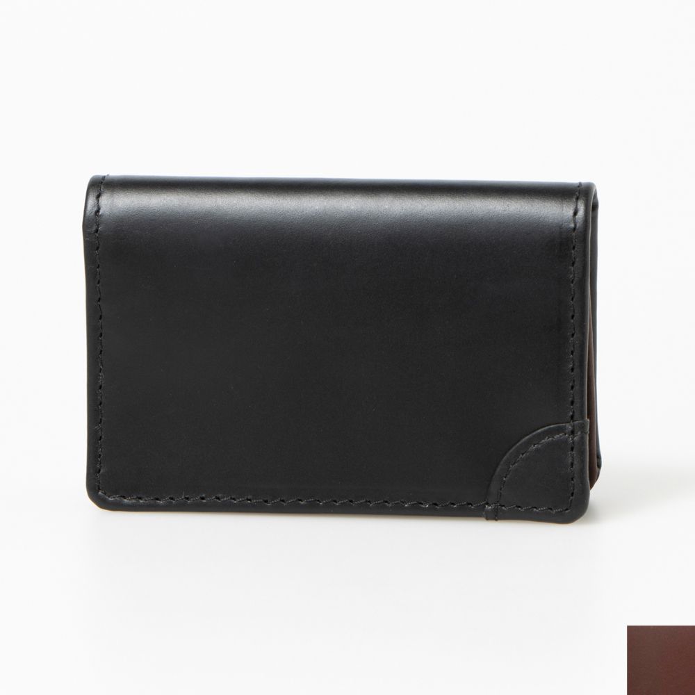 ラフィネ Raffine オイルレザービジネスカードケース,BLACK/BROWN