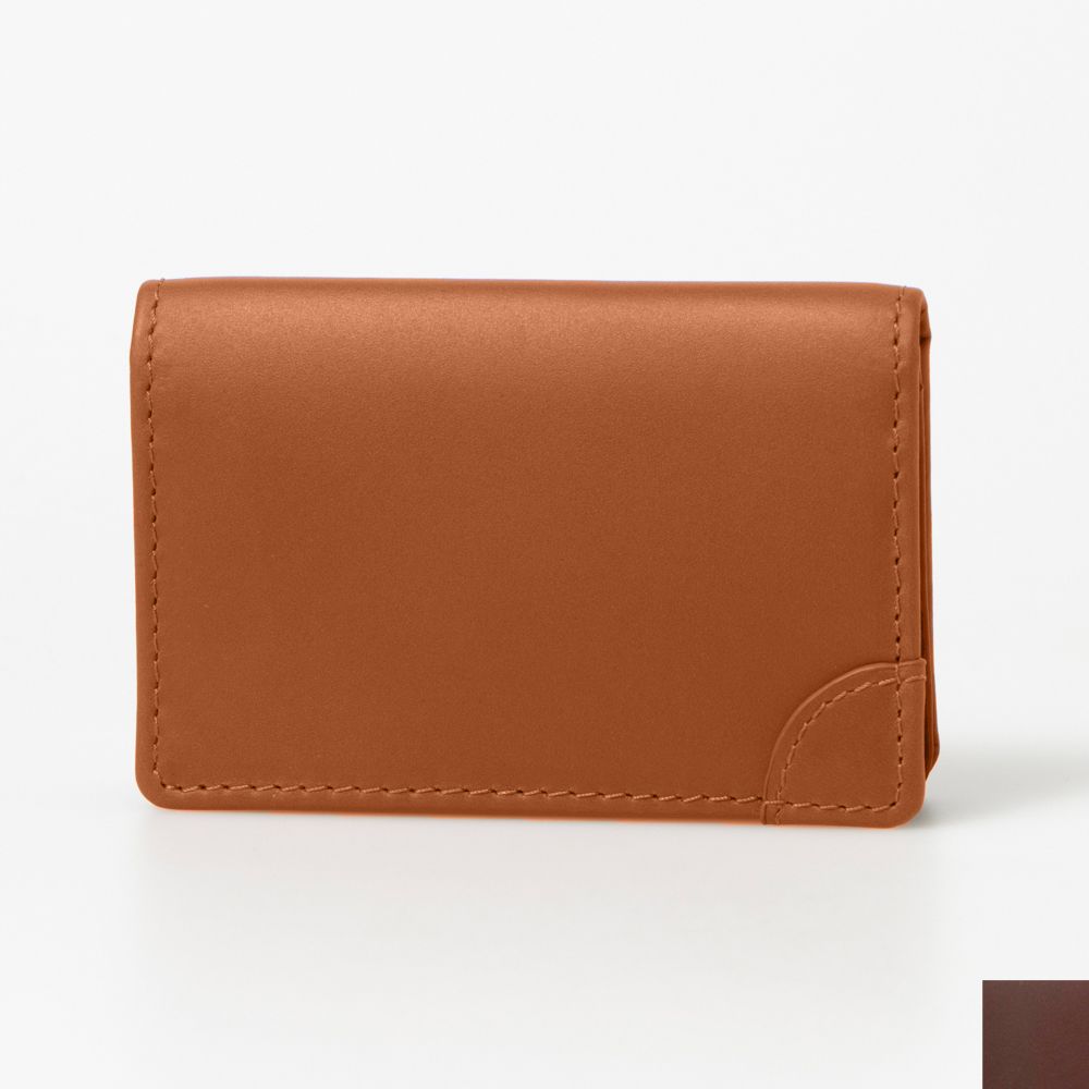 ラフィネ Raffine オイルレザービジネスカードケース,BROWN/DARK BROWN