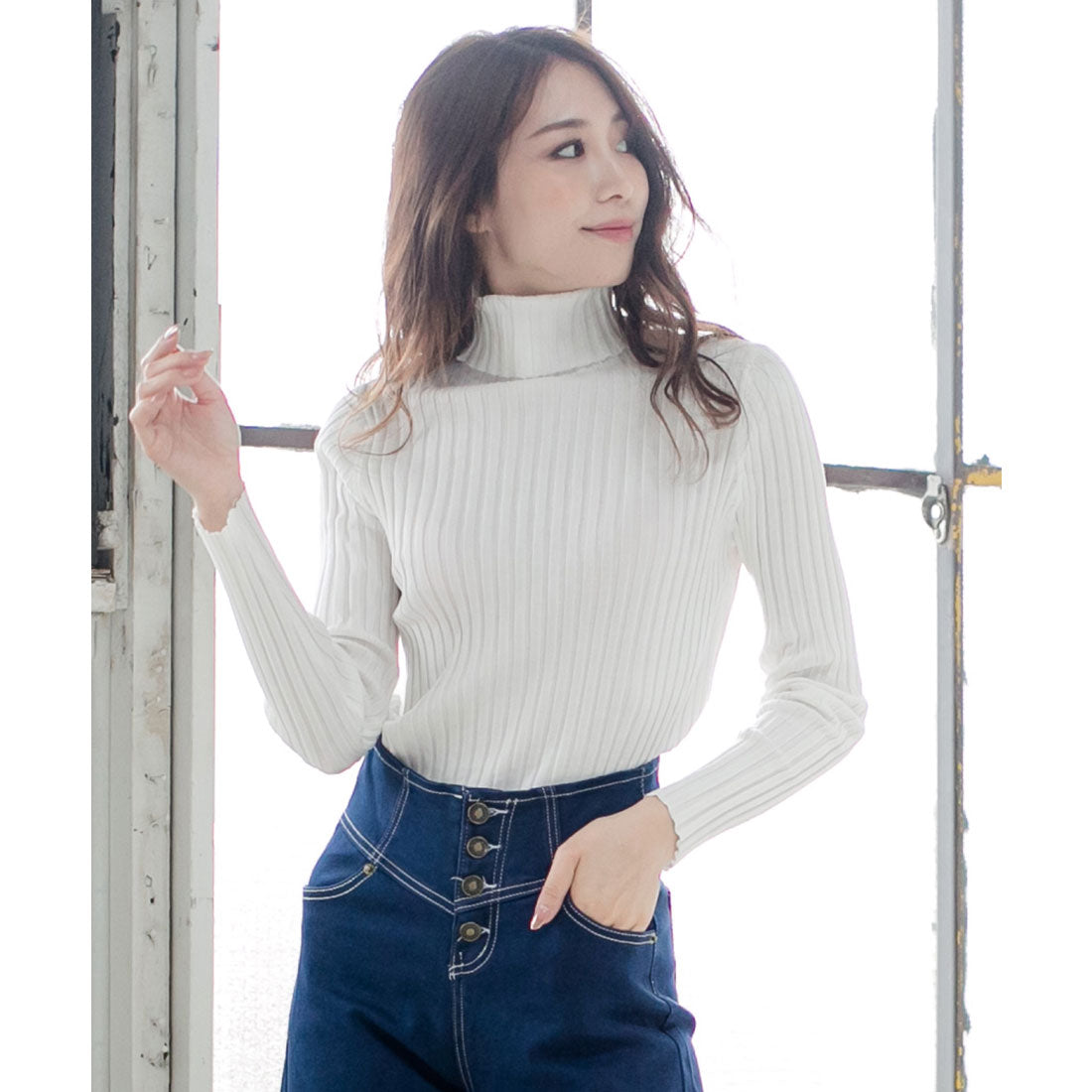 ジュリアブティック JULIA BOUTIQUE タートルネック・ベーシックリブニットトップス/20510 （White） ホワイト