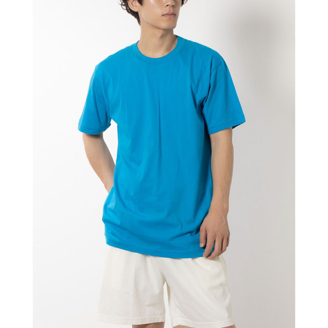 ロサンゼルスアパレル LOS ANGELES APPAREL FINE JERSEY CREW NECK T-SHIRT,TEAL