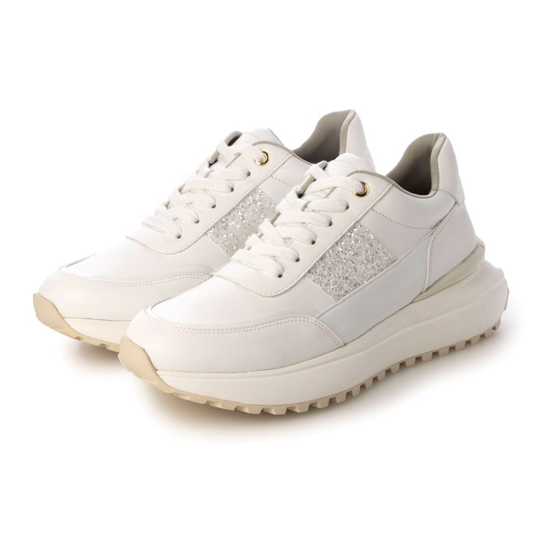 【24SS】 Algedi/アルゲディサイドグリッターボリュームスニーカー,WHT