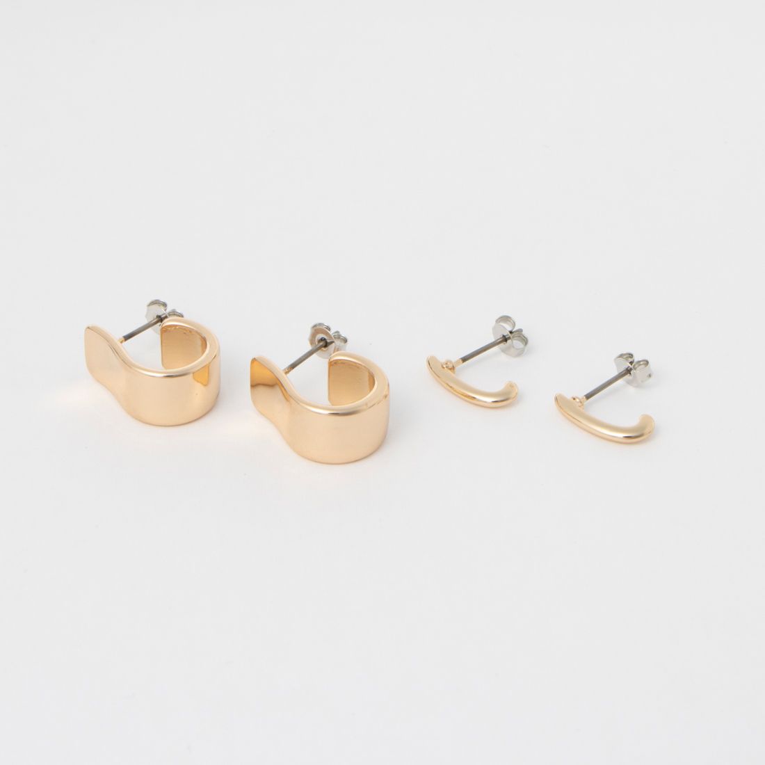 スリーフォータイム Three Four Time プレーンメタルセットピアス,ゴールド