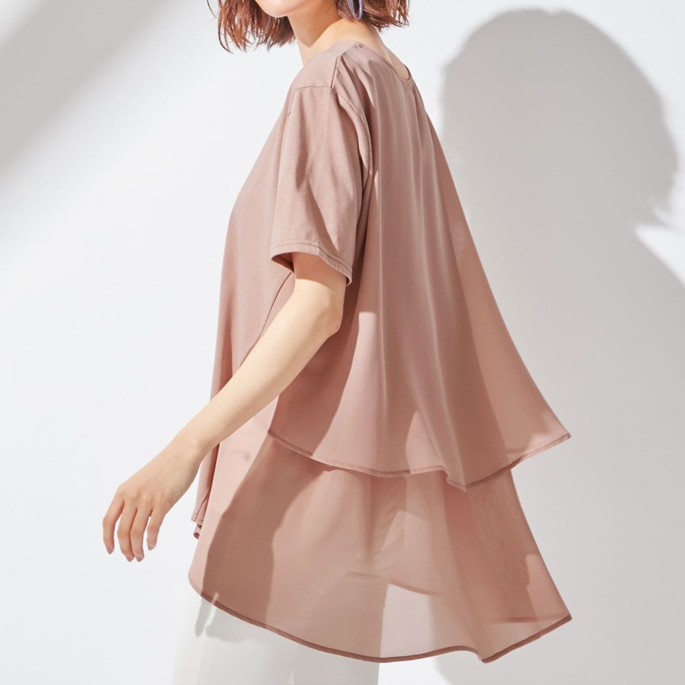 【接触冷感】バックシフォン切替チュニック
