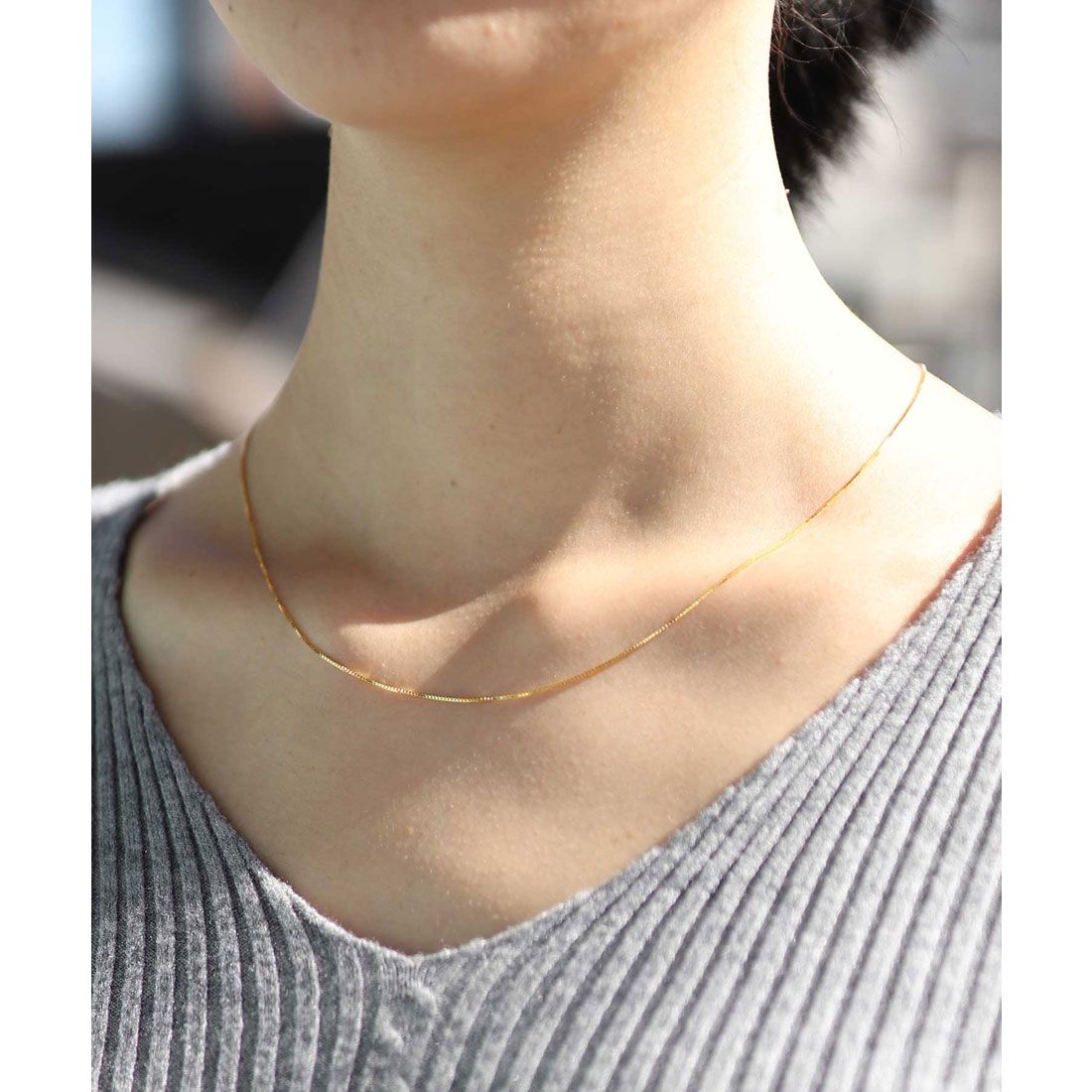 フロージュ florge 【silver925】ベネチアンチェーンシンプルショートネックレス/チョーカー,ゴールド