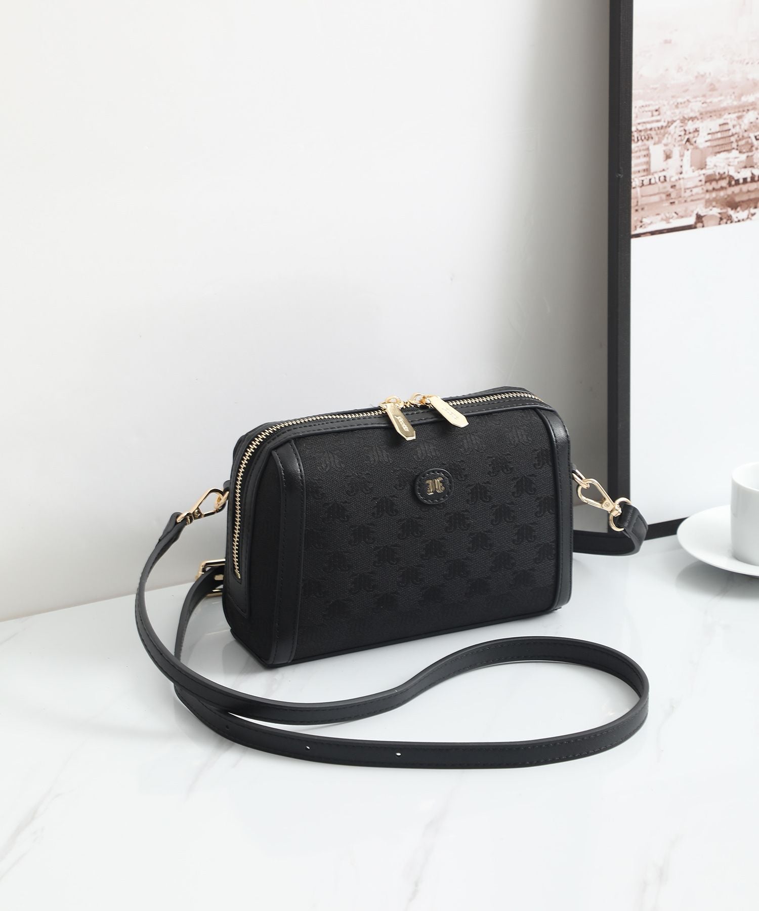 ジュエティ jouetie JJモノグラムジャガード ミニショルダー,BLK