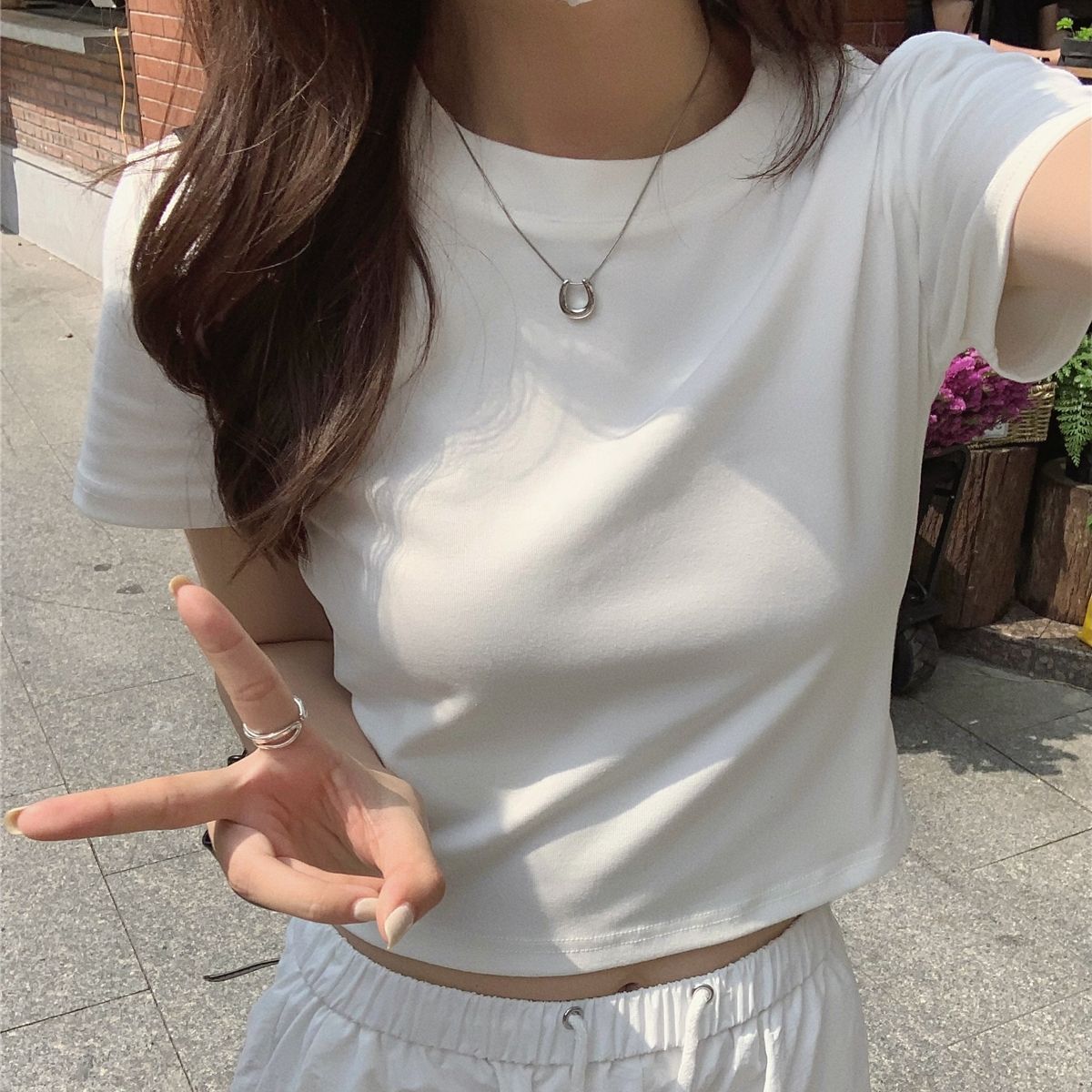 ゾエ ジェンコ Zoe Jenko ショート丈ベーシックTシャツ 10256