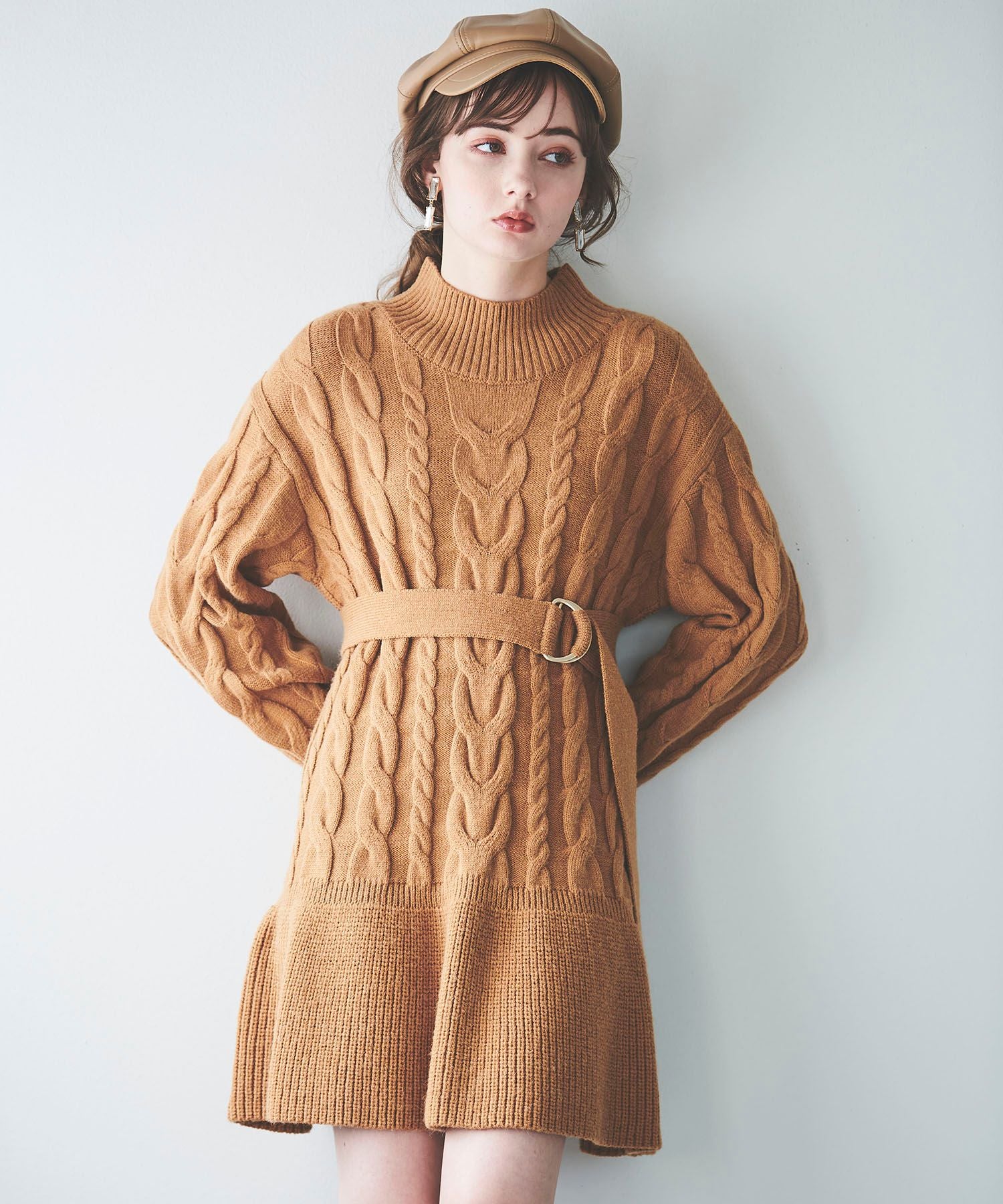 31 Sons de mode Belted cable knit dress