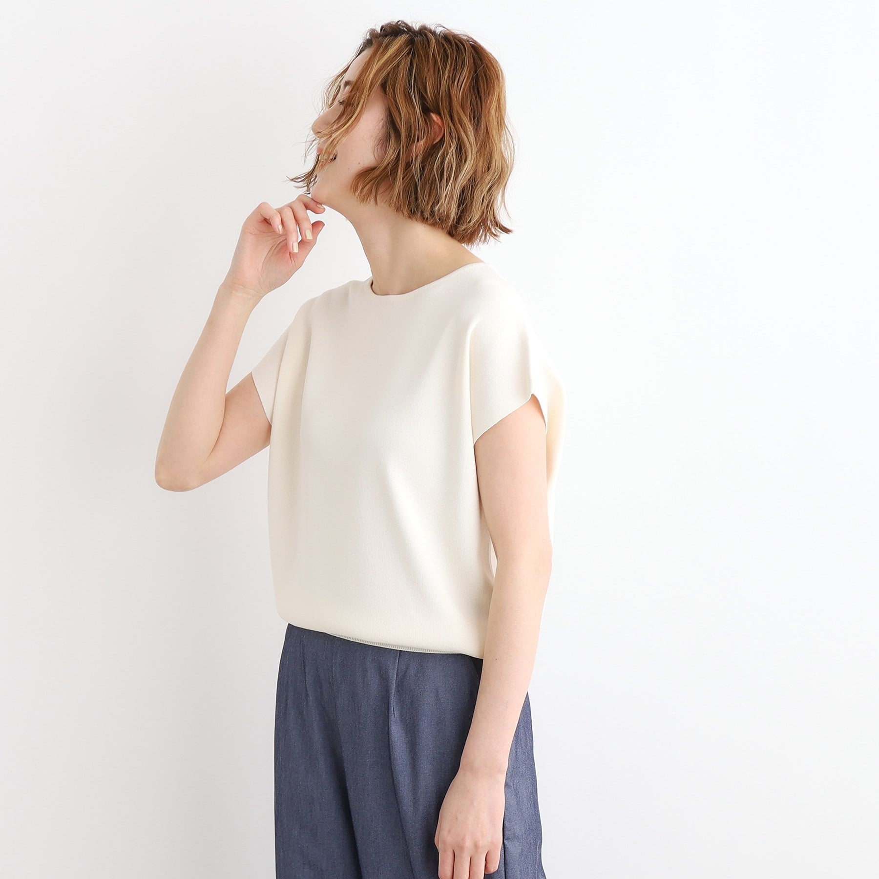 グローブ grove 【夏に嬉しい機能付き】やわらかドライタッチフレンチスリーブニット （ピンク(074)） ピンク(074)