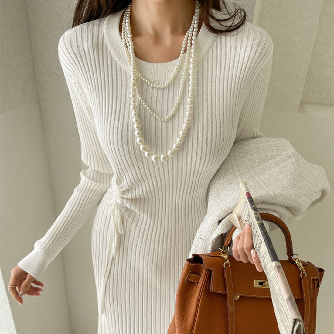 PREMIUM-K Side Shirring Knit Dress