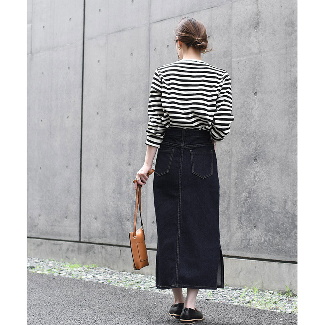 REAL STYLE Denim Skirt for Women, Long, Slit, Winter, Tight, Flare, Cu