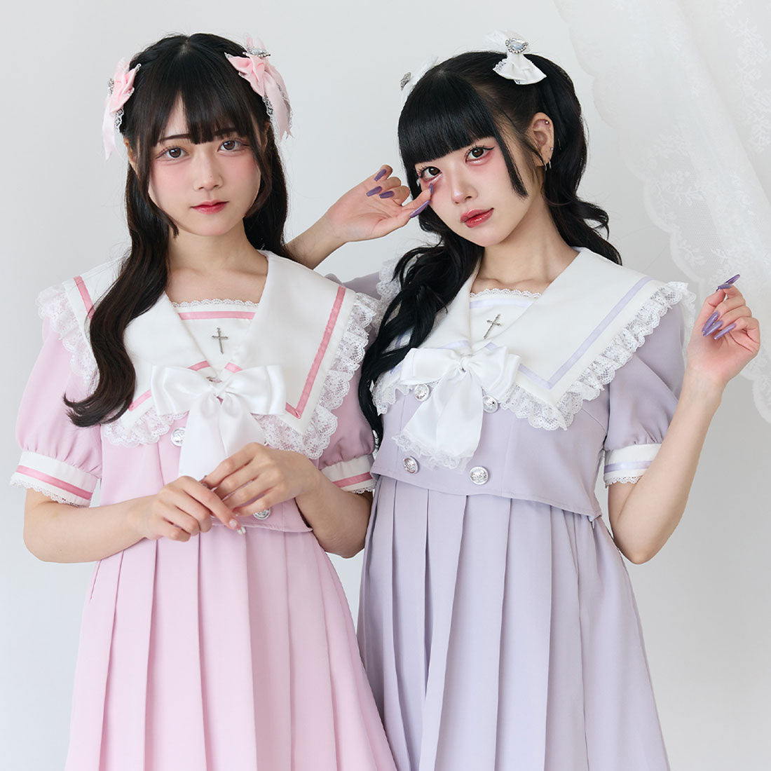 ユメテンボウ 夢展望 闇学園クロスワンピース （ネイビー×ブラック） ネイビー×ブラック