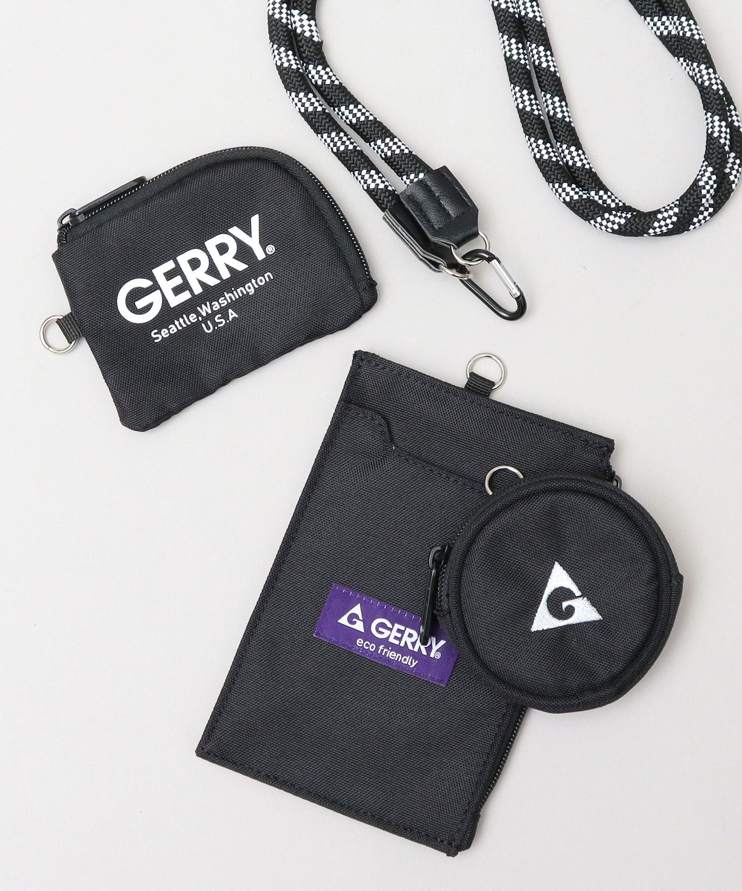 ジェリー GERRY 撥水加工 リサイクルポリエステル 3連ポーチ マルチショルダーバッグ スマホケース ネックポーチ