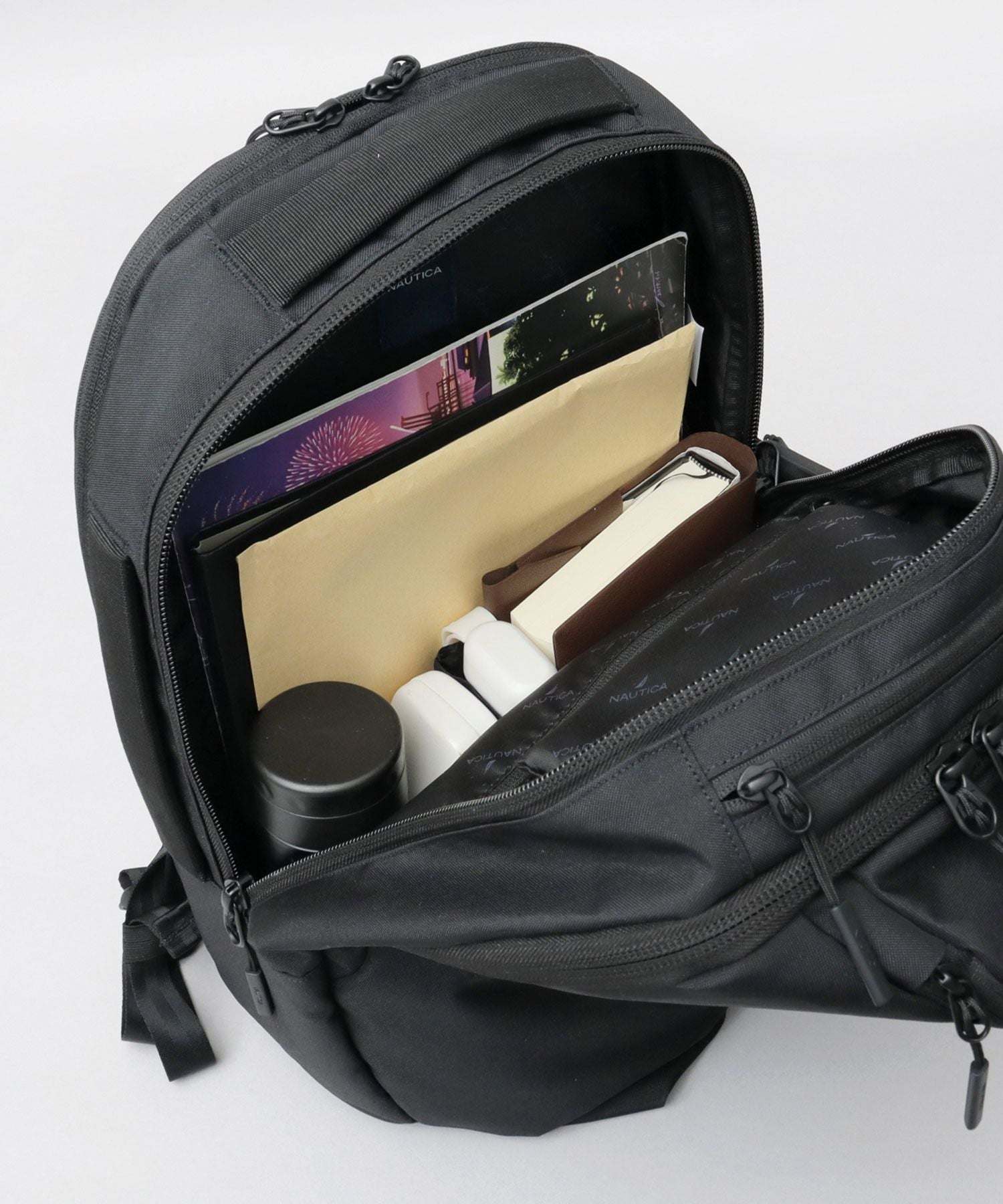 NAUTICA Backpack Business Backpack Men's Black Simple Water-Repellent