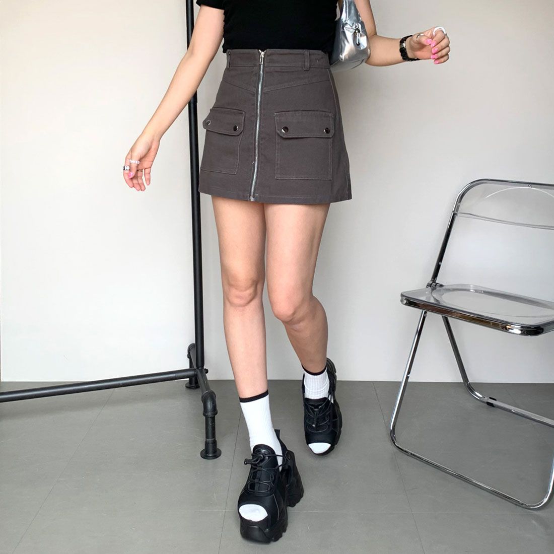 ノンヘッジ non-hedge フロントZIPスカート
