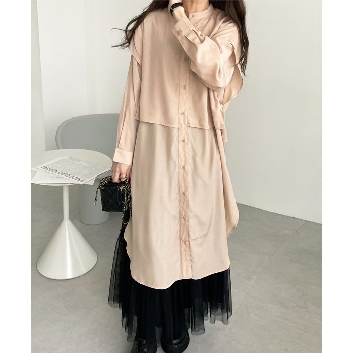 GeeRA Cape-style design shirt dress