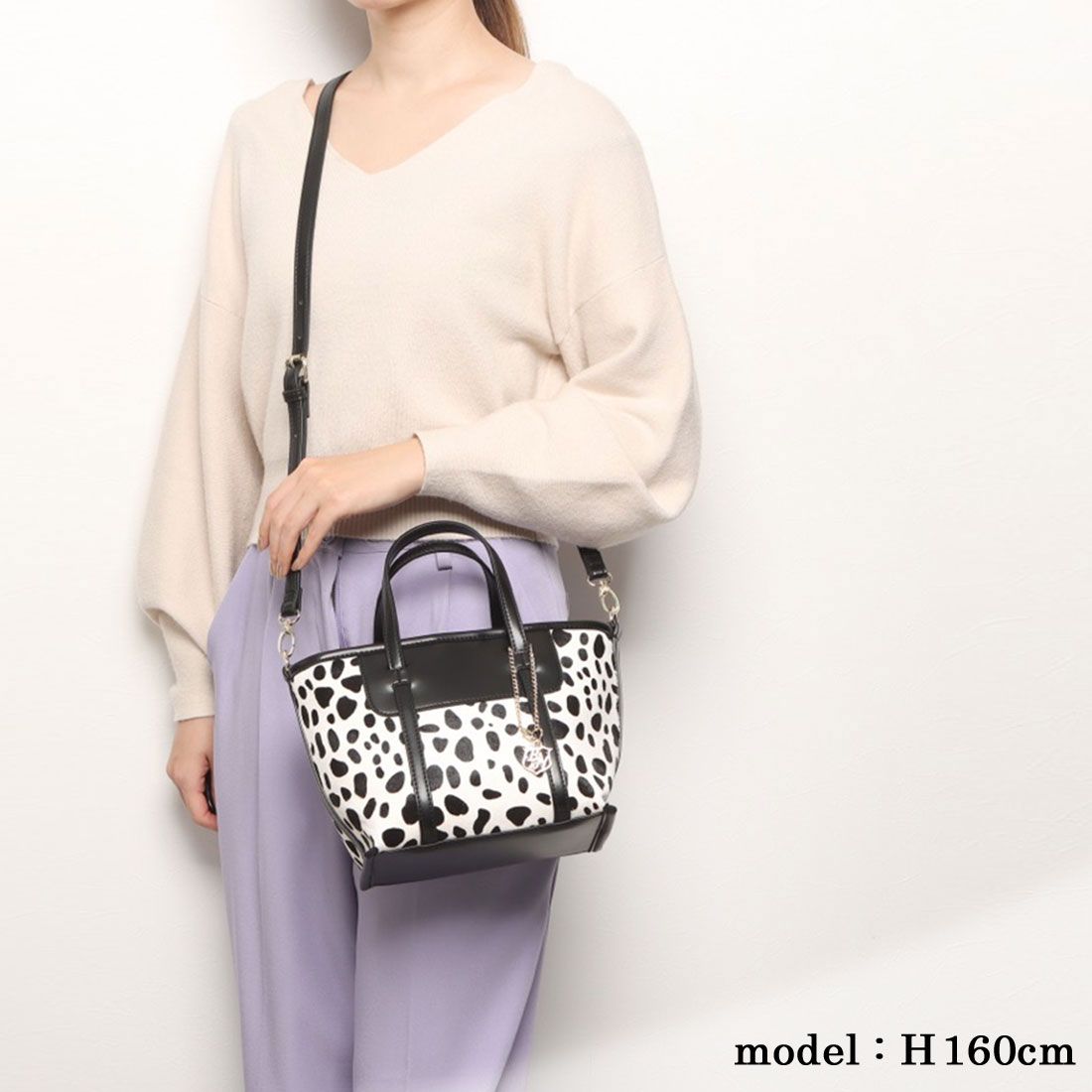 BASE Tote bag Shoulder bag 2way 2way bag Handbag Genuine leather Leather Leopard Dalmatian Zebra Animal pattern Brushed Elegant Mini Mini bag Mini shoulder Small Women Adult Ladies Autumn Winter BAG