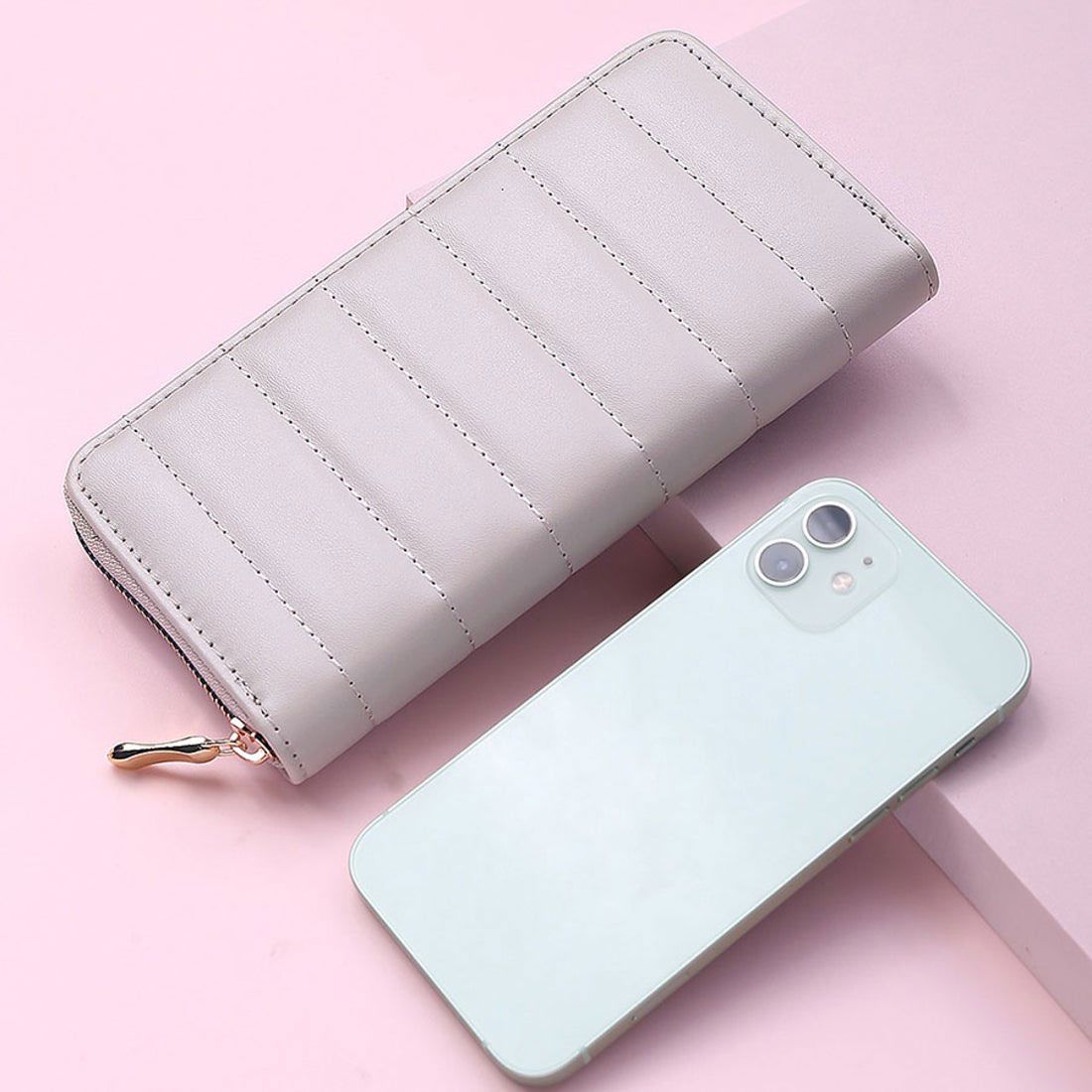 ショッピングゴー shoppinggo レディース メンズ 使いやすい長財布 ラウンドファスナー ウォレット 大容量長財布 型押し サイフ 小銭入れあり 男女兼用