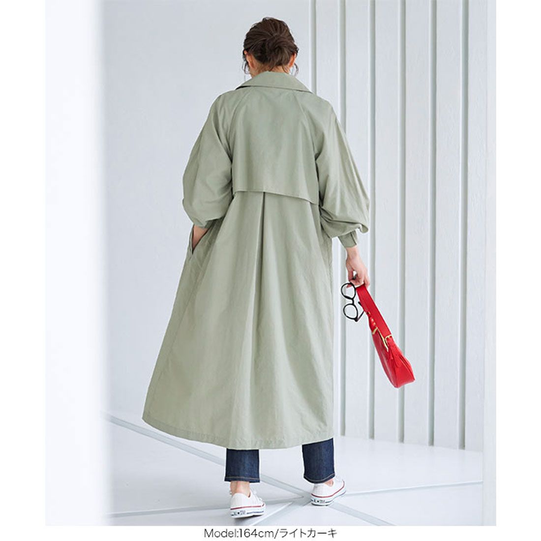 KOBE LETTUCE Volume Sleeve Back Tuck Trench [K1090]