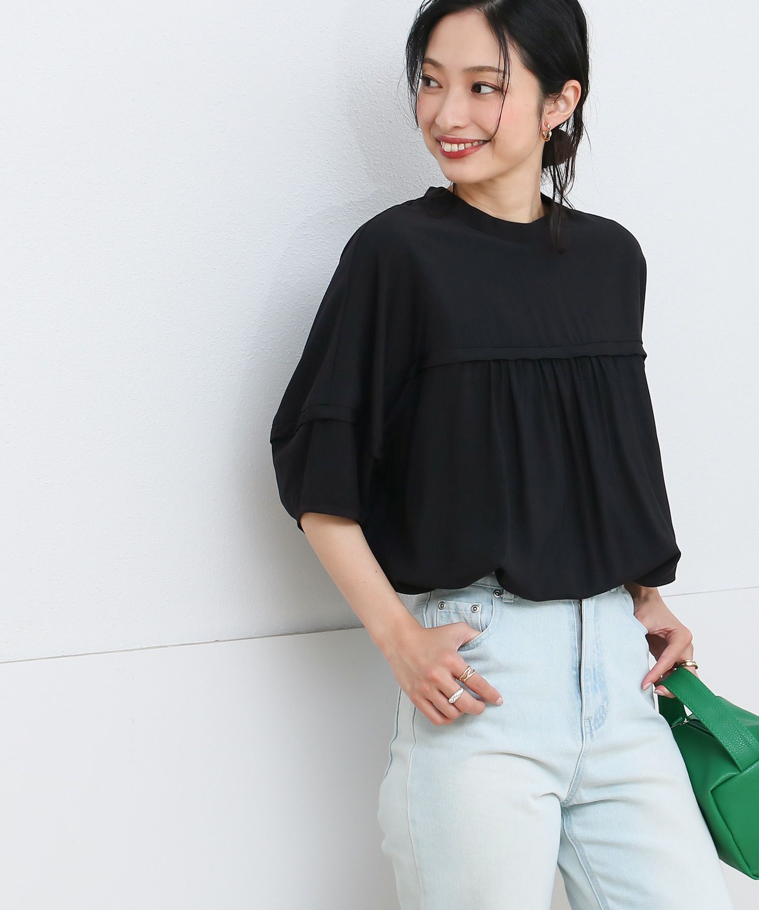 ソーシャルガール SocialGIRL ヨーク切替ギャザー半袖ブラウス