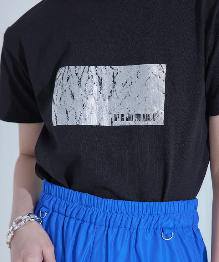ミエット miette シルバー箔プリントTシャツ