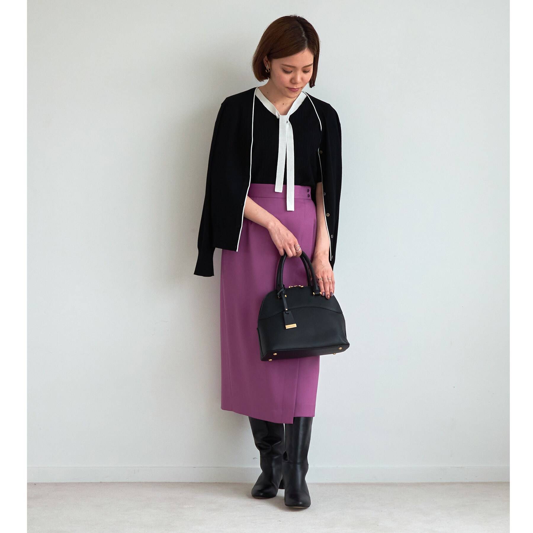 アンタイトル UNTITLED ボウタイプルオーバー+カーディガン ニット  