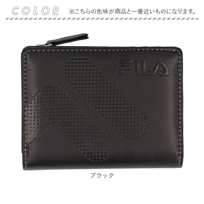 バックヤードファミリー BACKYARD FAMILY FILA ドットロゴ型押し ファスナー＆パスケース付き 2つ折り財布