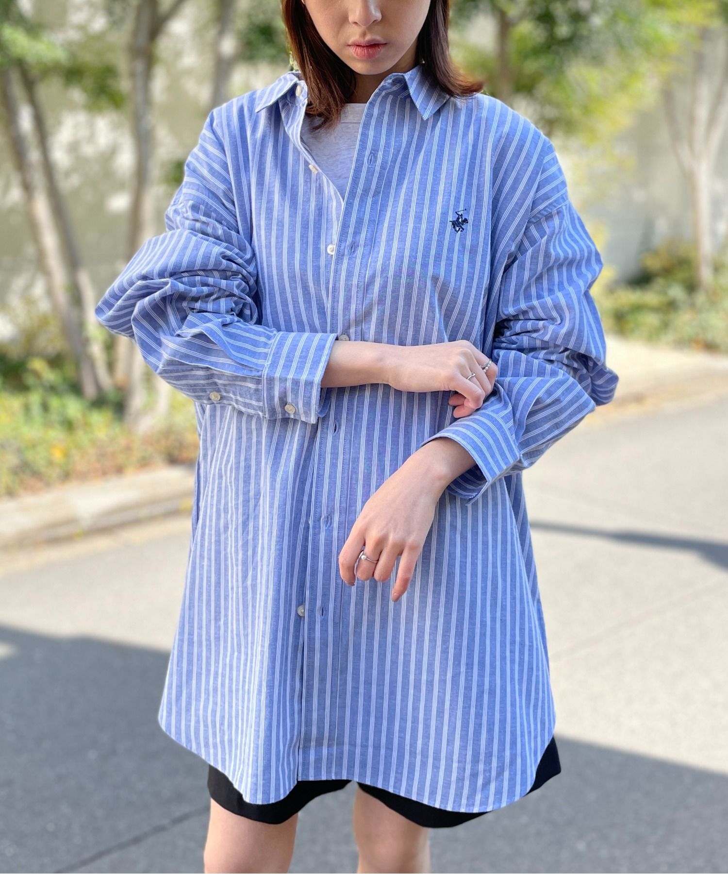 ビバリーヒルズポロクラブ BEVERLY HILLS POLO CLUB 【BEVERLY HILLS POLO CLUB】ワンポイントロゴBIGシルエット長袖シャツ 4187ー0140
