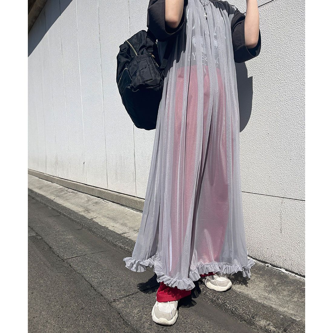 リアルスタイル REAL STYLE ワンピース レディース シアー チュール レイヤード 重ね着 ノースリーブ ロング フレア ゆったり 大きめ 可愛い カジュアル おしゃれ