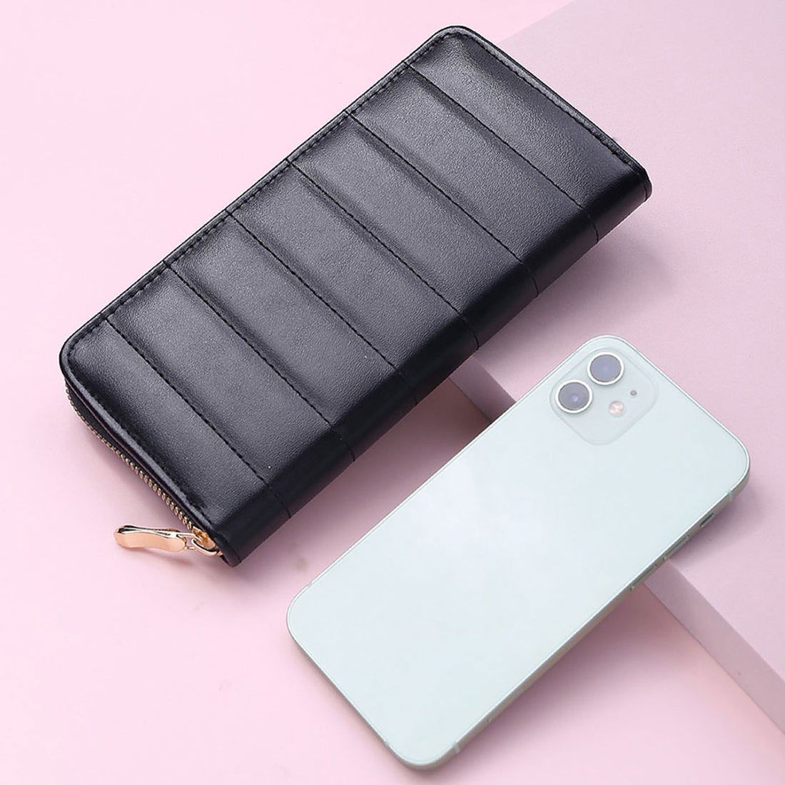 ショッピングゴー shoppinggo レディース メンズ 使いやすい長財布 ラウンドファスナー ウォレット 大容量長財布 型押し サイフ 小銭入れあり 男女兼用