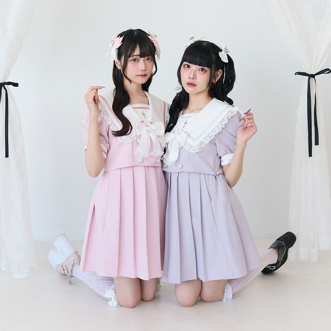 ユメテンボウ 夢展望 闇学園クロスワンピース （ネイビー×ブラック） ネイビー×ブラック