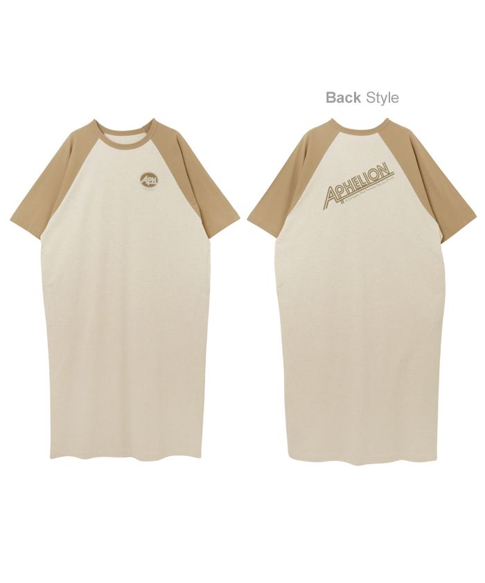 アンドミー andme 配色ラグラン 半袖 Tシャツワンピース