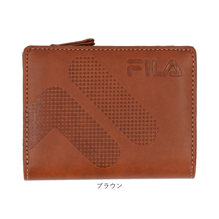 バックヤードファミリー BACKYARD FAMILY FILA ドットロゴ型押し ファスナー＆パスケース付き 2つ折り財布