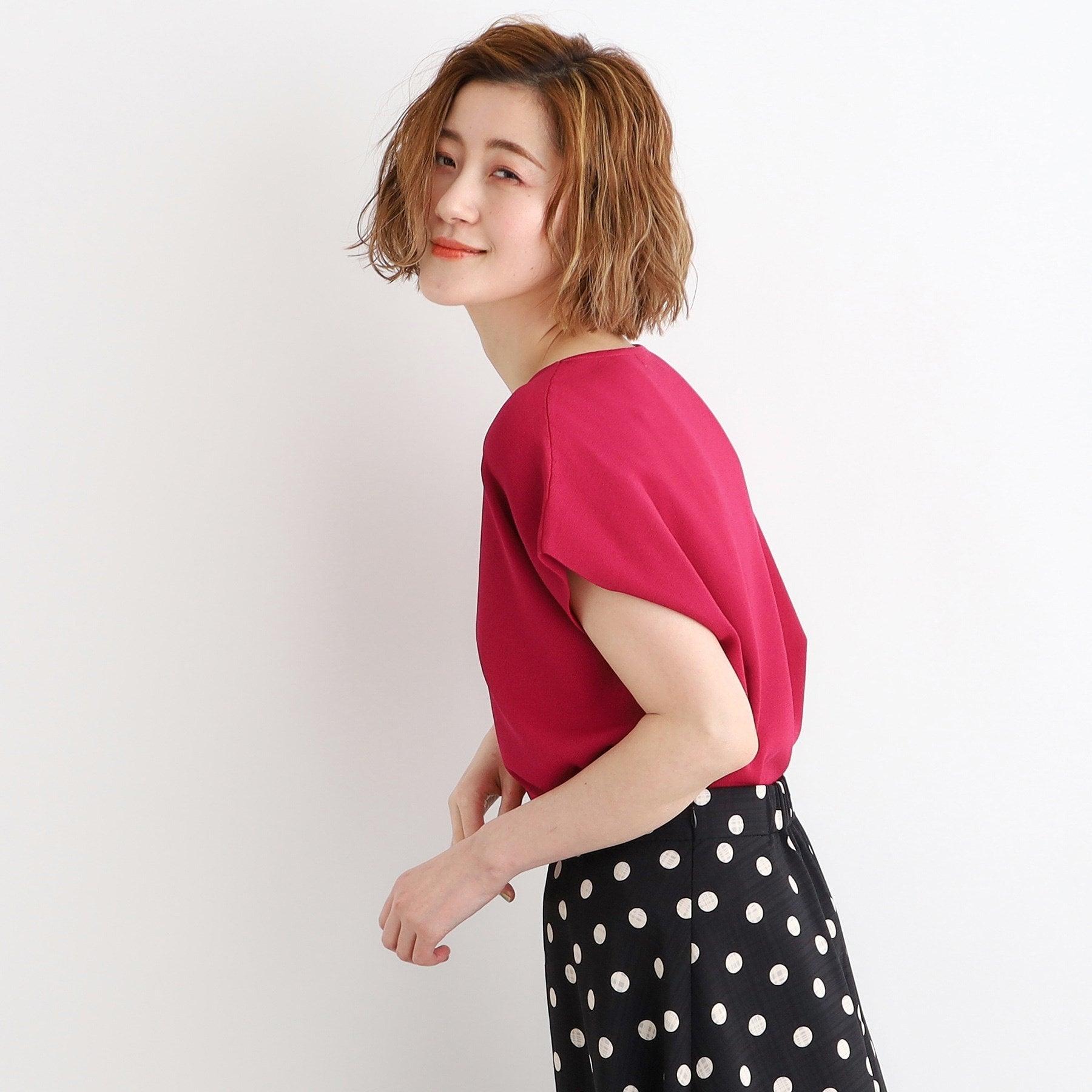 グローブ grove 【夏に嬉しい機能付き】やわらかドライタッチフレンチスリーブニット （ピンク(074)） ピンク(074)