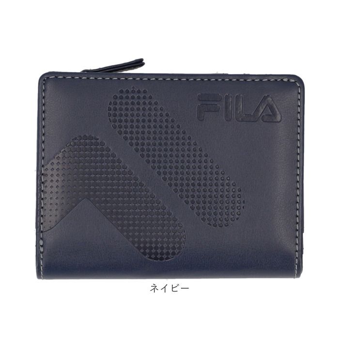 バックヤードファミリー BACKYARD FAMILY FILA ドットロゴ型押し ファスナー＆パスケース付き 2つ折り財布