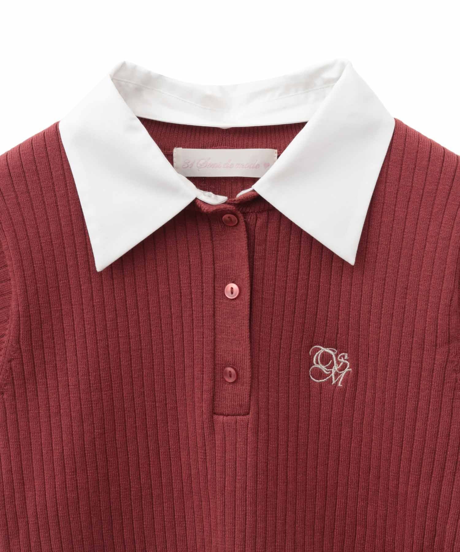 トランテアン ソン ドゥ モード 31 Sons de mode シャツ襟付き2WAYリブニット