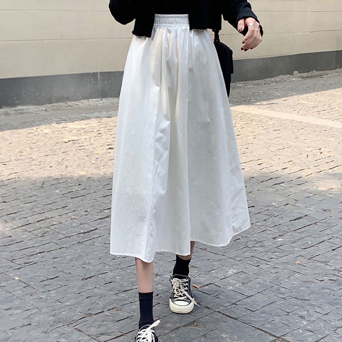 アミュレット Amulet シンプルAラインスカート レディース ボトムス 春 夏服 韓国ファッション 10代 20代 30代 オフィスカジュアル ロングスカート ミモレ丈スカート 大きい