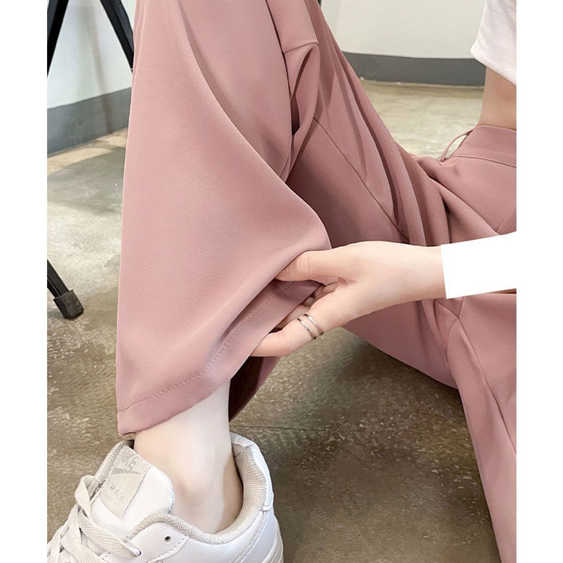エスイーユー SEU セミワイドパンツ 脚長 楽ちん 後ろゴム 通勤通学 オフィスカジュアル ゆったり 体型カバー 韓国ファッション SEU