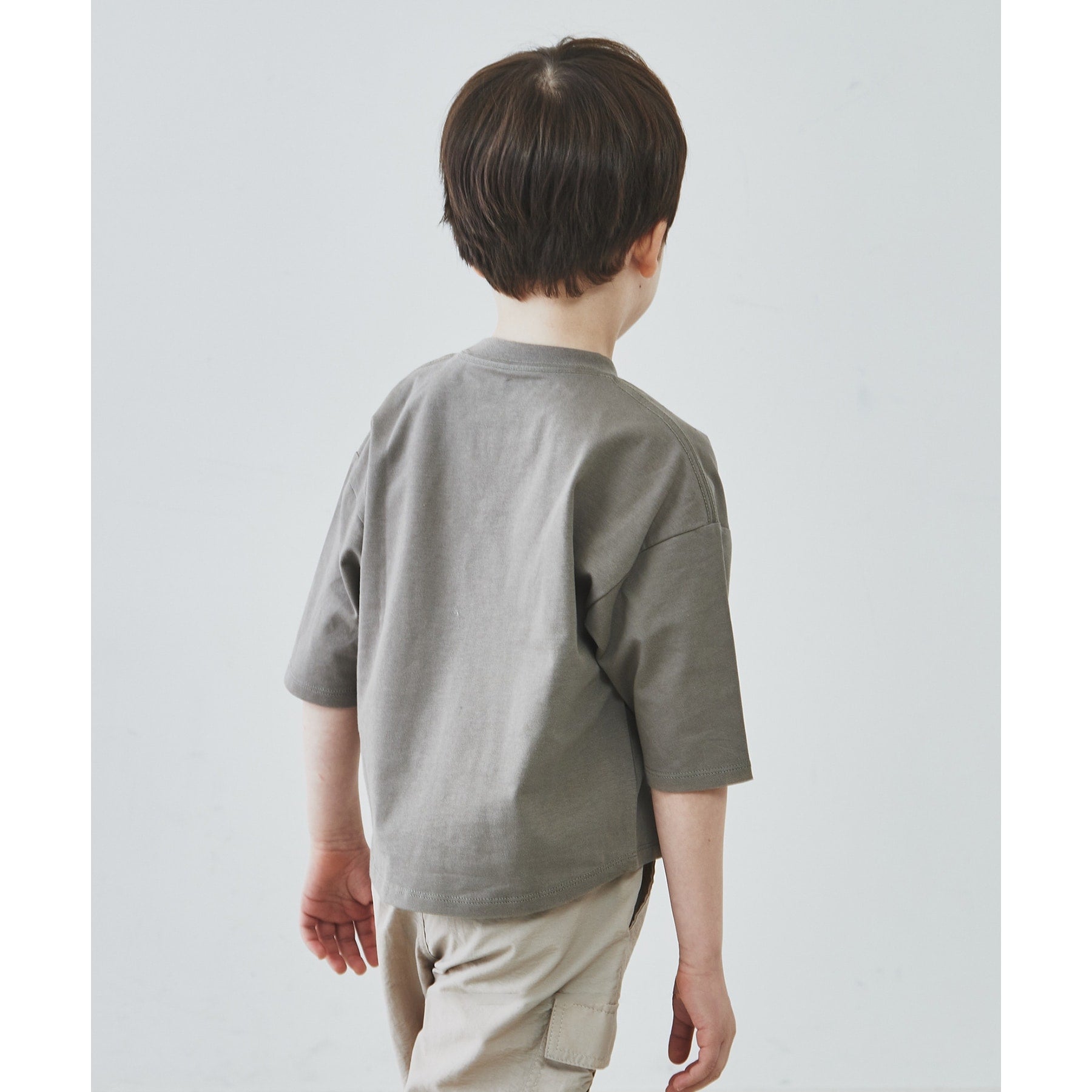 ザ ショップ ティーケー (キッズ) THE SHOP TK(Kids) 【110-150】オーガニックコットン天竺箔プリント七分袖 （オリーブグリーン(026)） オリーブグリーン(026)