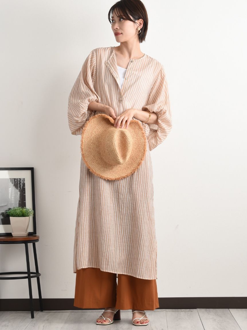 インタープラネット INTERPLANET 手書きストライプレイヤードワンピース