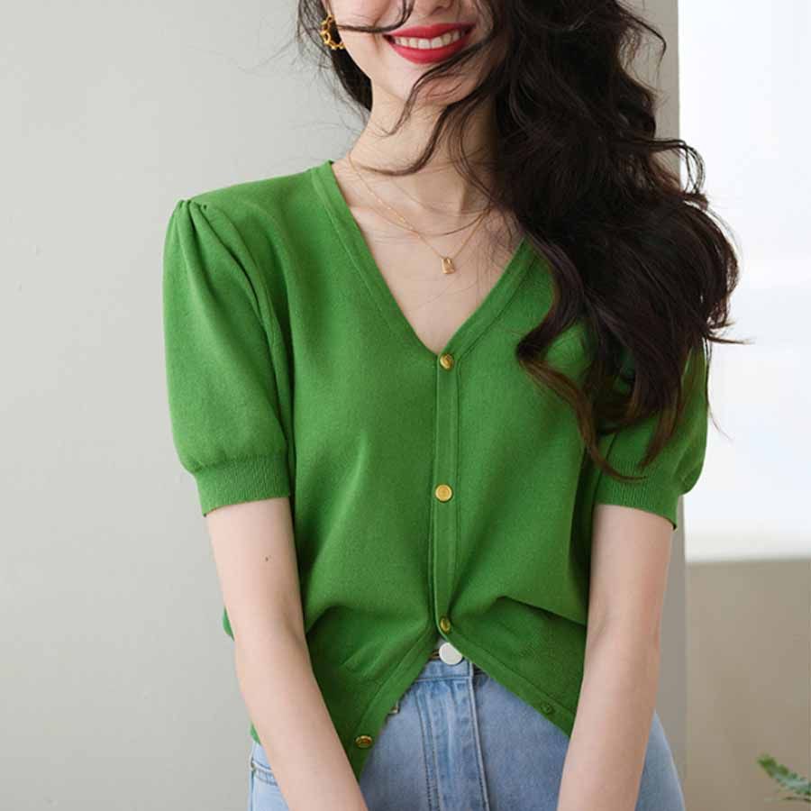 ショッピングゴー shoppinggo カーディガン UVカット 接触冷感 Vネック 紫外線対策 薄手ニット カーディガン 冷房対策 日焼け防止 上着 半袖