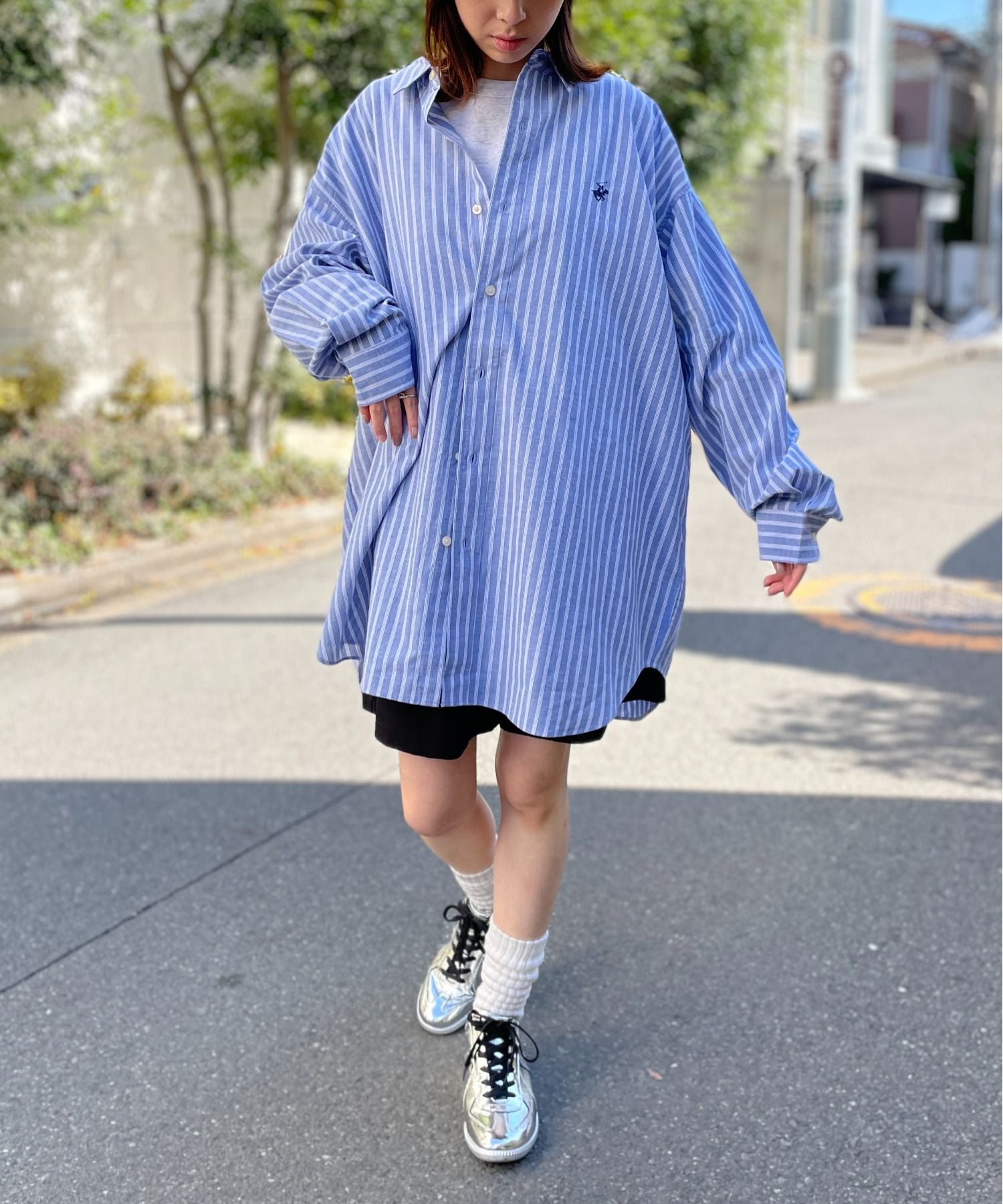 ビバリーヒルズポロクラブ BEVERLY HILLS POLO CLUB 【BEVERLY HILLS POLO CLUB】ワンポイントロゴBIGシルエット長袖シャツ 4187ー0140