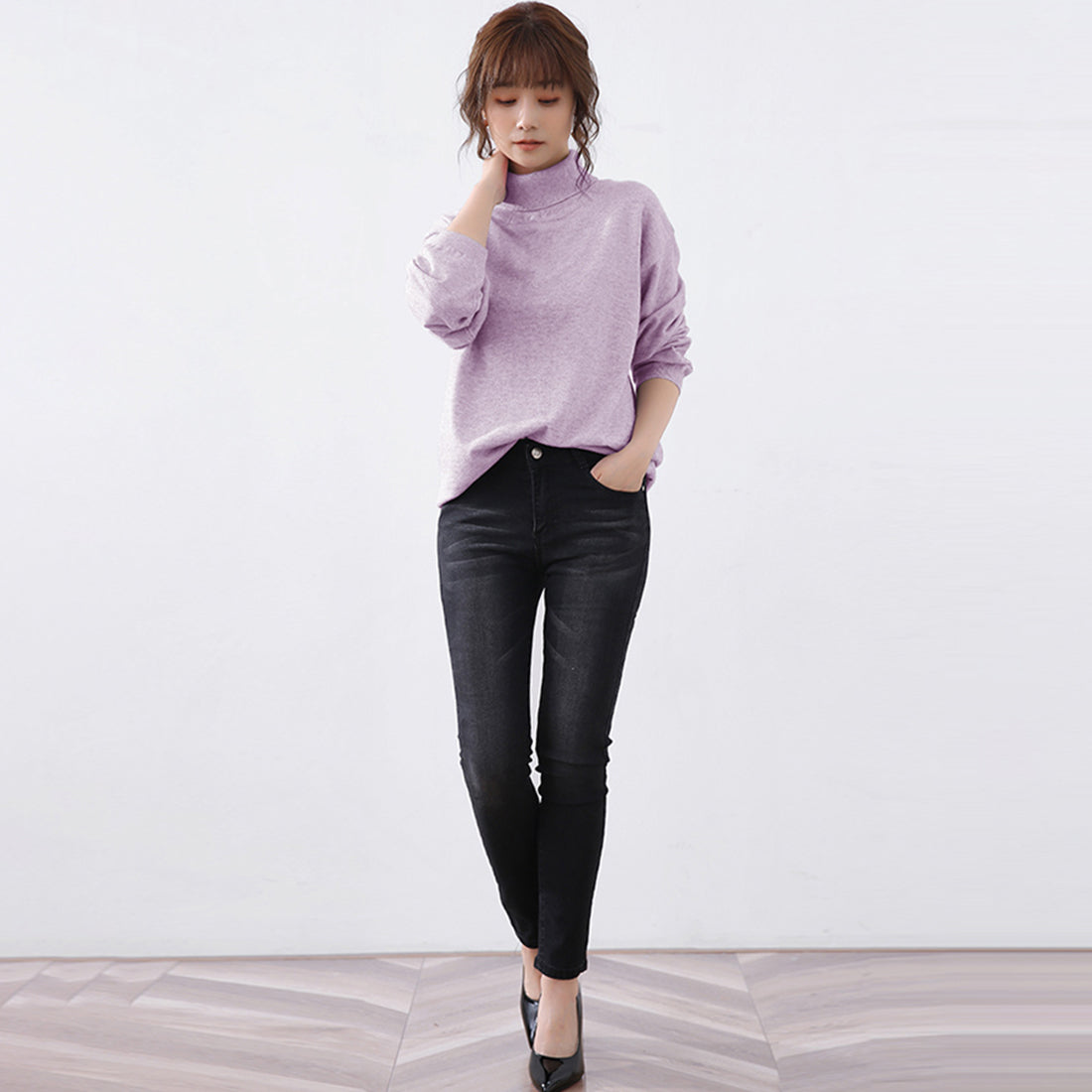 ドゥー ベル Doux Belle 秋新作 洗えるニット レディース/ トップス/ ニット カシミアタッチニット 長袖 秋 冬 オフィス （ブラック） ブラック