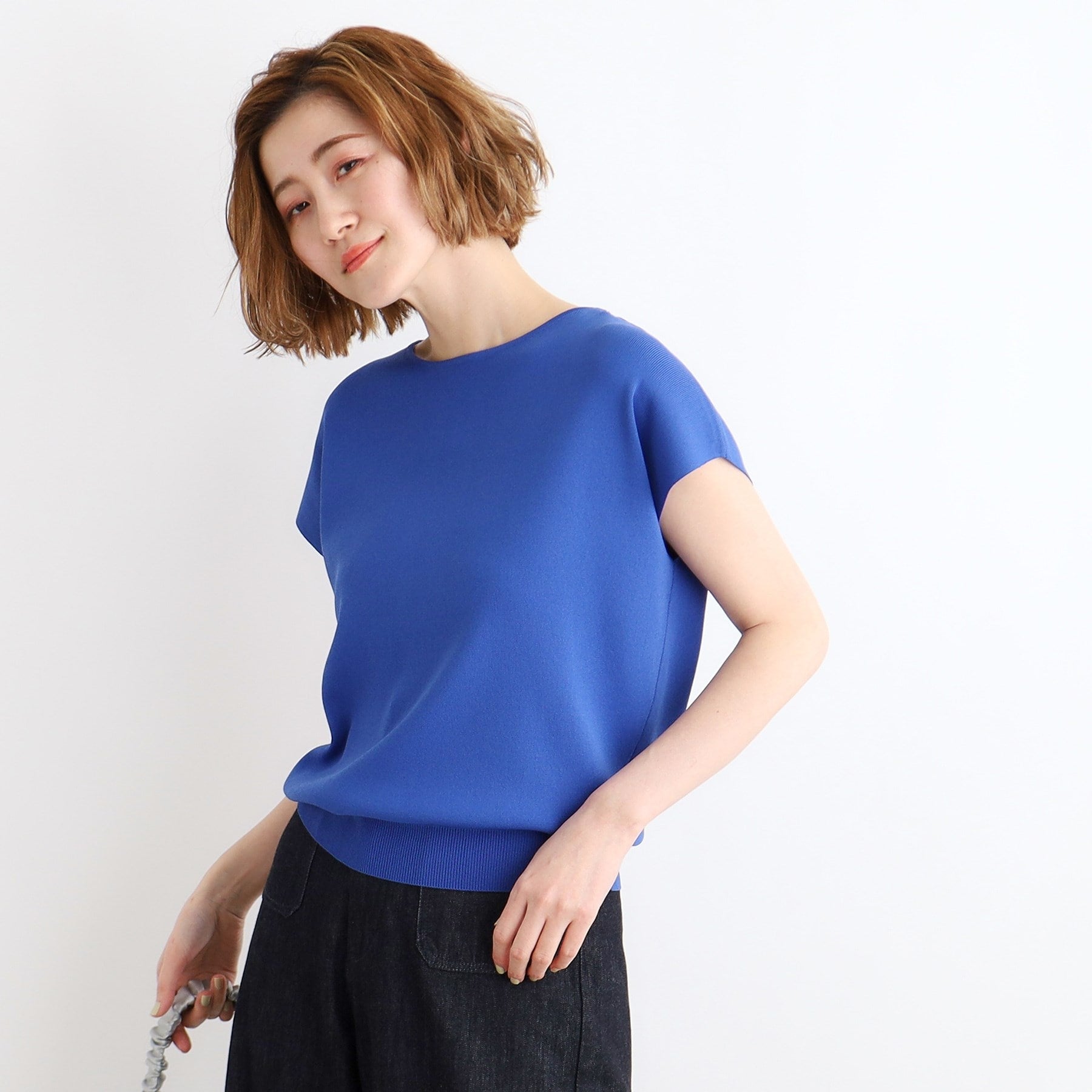グローブ grove 【夏に嬉しい機能付き】やわらかドライタッチフレンチスリーブニット （ピンク(074)） ピンク(074)