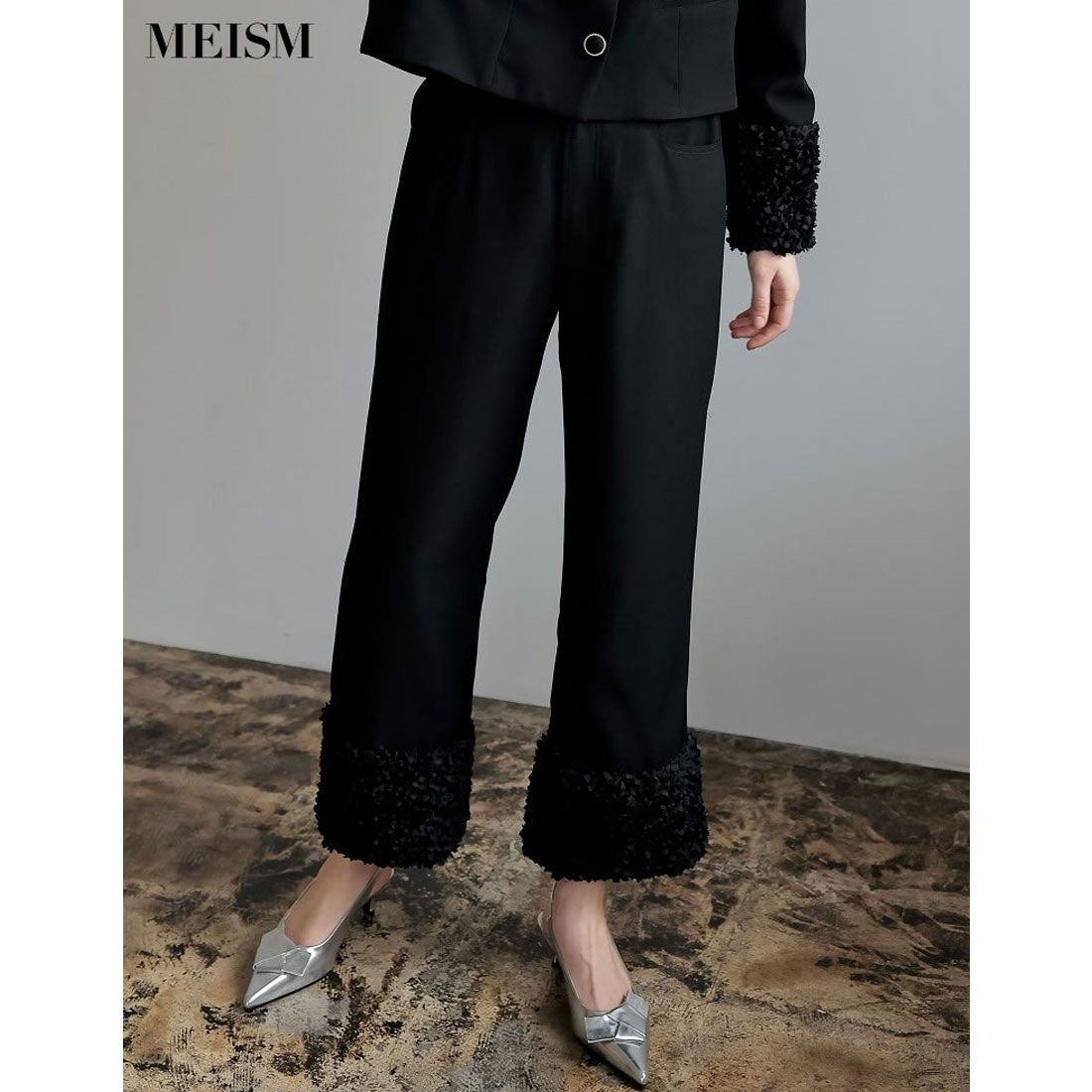 ミズム MEISM [2024SS PRE ORDER][MEISM by ][低身長/高身長サイズ有]フラワーモチーフストレートパンツ