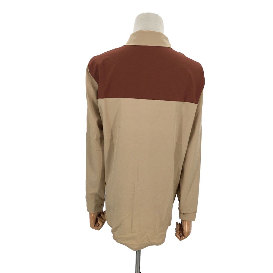 アミュレット Amulet 肩掛け風バイカラーシャツ レディース トップス 長袖 無地 春服 秋 10代 20代 30代 韓国ファッション カジュアル アクセント 差し色 個性的