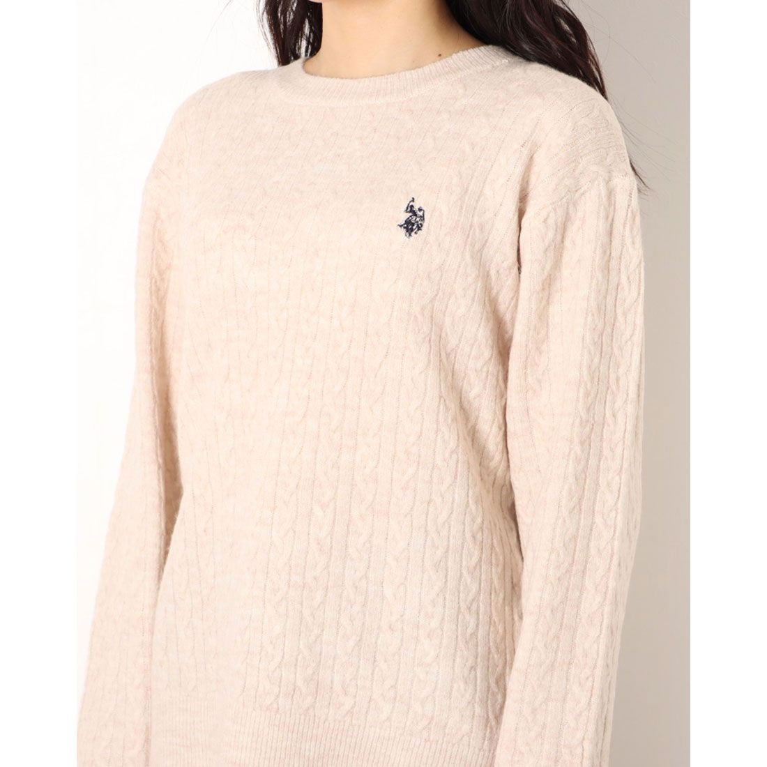 ラナン Ranan ＜U.S.POLO ASSN./ユーエスポロアッスン＞ ワンポイントケーブルニット